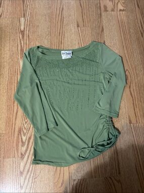 By Choice Olive Green Long Sleeve Ruched-Side Top